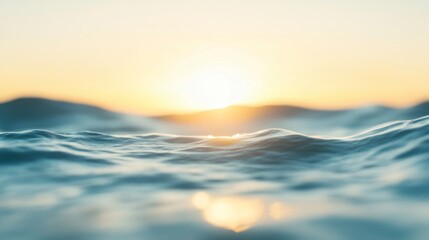 Serene Ocean Sunset, golden sunlight dances on tranquil waves at dusk, creating a peaceful atmosphere, minimalist backdrop, open and uncluttered space invites reflection.