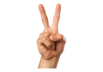 Victory sign menequinn. Transparent background, Isolated PNG.