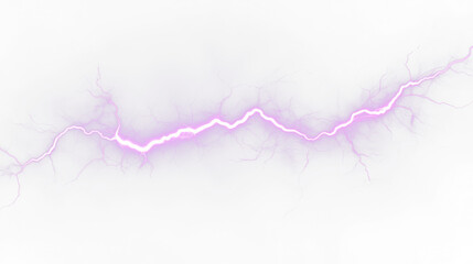 Purple Lightning Bolt Strike - Thunderstorm Light Effect Isolated On PNG Transparent Background and White