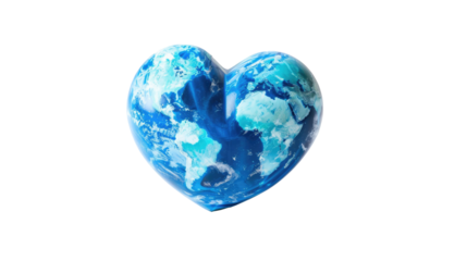 Heart shaped earth isolated on transparent background