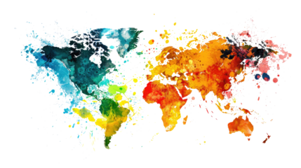 World Map Painted on transparent