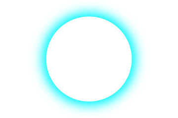 Blue circle neon frame background. Light sign round banner, Empty neon border background with copy space for presentation your design. glow effect mockup template, neon circle with neon shadow PNG
