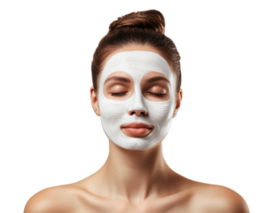 Spa girl applying facial mask. Beauty treatments