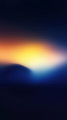 Fototapeta premium A serene gradient of colors blending into twilight over distant hills creates a calm atmosphere at dusk