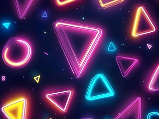 Glowing Neon Abstract Shapes on Dark Backdrop