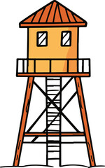 Colorful Watchtower in Vector Style