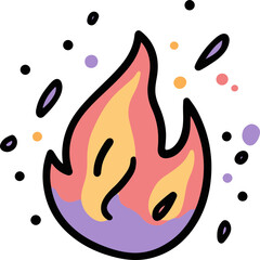 Colorful Flame Vector Illustration with Sparkles