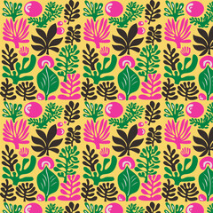 Cute little original African design pattern illustration Nature leaves