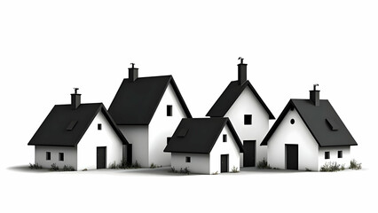 Fototapeta premium Illustrated houses on white background