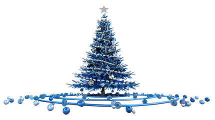 Blue Christmas tree isolated on transparent