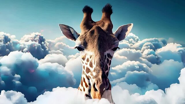 giraffe head in the clouds. Generative Ai