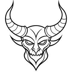 Intricate Demon Horns Curved, Menacing Line Art Vector Design
