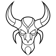 Intricate Demon Horns Curved, Menacing Line Art Vector Design