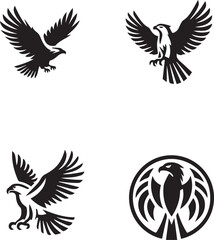 hawk icon, hawk silhouette, black hawk on white background