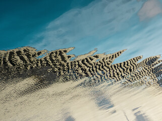 Blue water reflex background of modern biulding. Abstract reflection and abstract inspection...