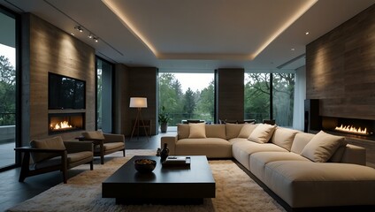 Minimalist living room with modern design.