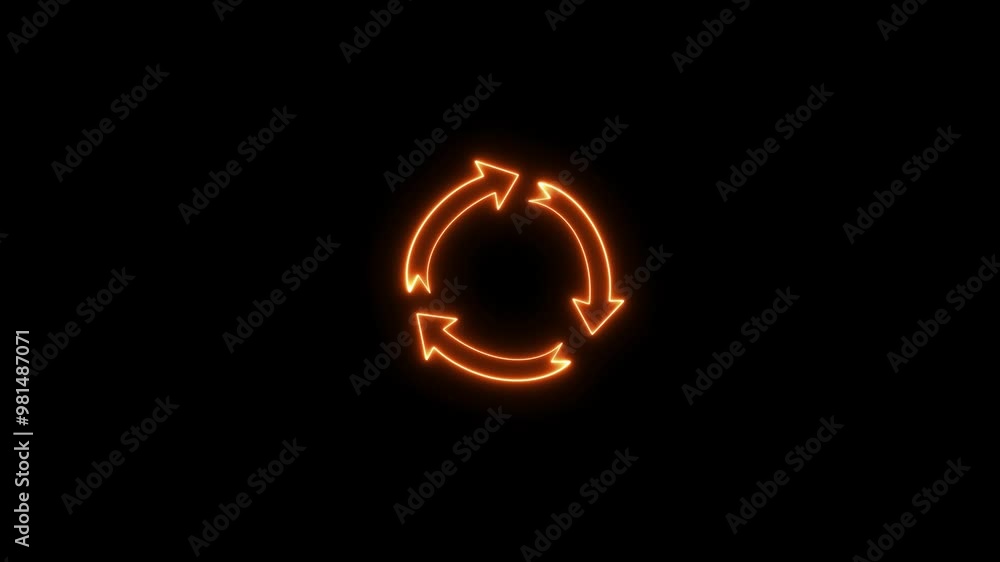 Canvas Prints abstract beautiful neon refresh and recycle icon animation background. neon arrow icon background.