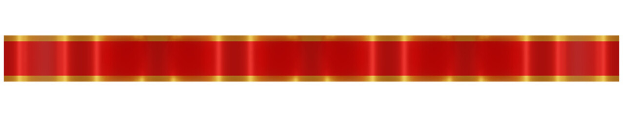 A long red ribbon with gold trim. 3D rendering.