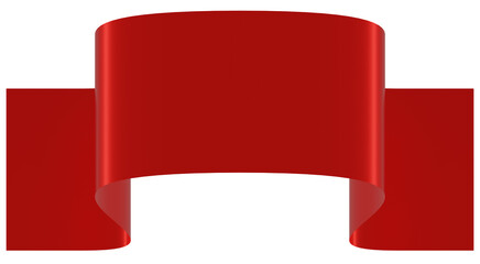 A red ribbon in a curved shape. 3d rendering.