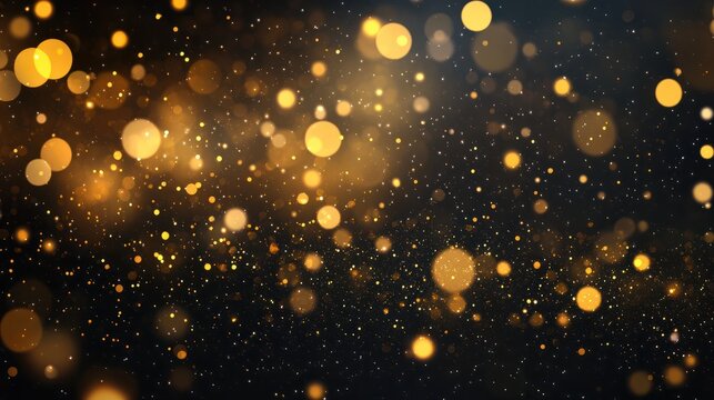 Black bokeh golden glitter, banner background for special day or month like the oscars, black friday, New Year, Decoration Day, or christmas
