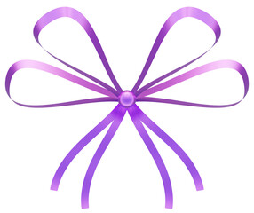 Purple ribbon bow, isolated. 3D rendering.