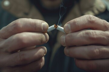 Close-up shot of a person grasping a cigarette, possibly in a moment of contemplation or relaxation