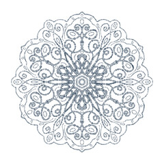 Monochrome mandala isolated on white background.  Hand-drawn illustration. Vector.