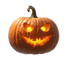 Fototapeta premium Halloween Jack o Lantern with Scary Face, Carved Halloween jack o lantern pumpkin isolated on white background, Halloween pumpkin, Halloween