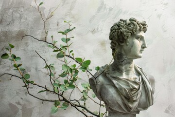 Naklejka premium A man holding a plant in a vase, a symbol of care and nurturing