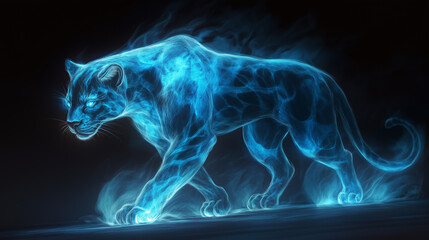 spirit panther form, translucent blue, magic attribute