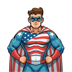 American Superhero Mascot design with stars and stripes costume