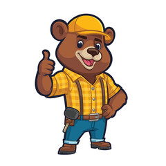 Cute Bear Handyman Mascot Design for Flooring Company