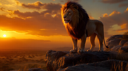 Majestic Lion at Sunset