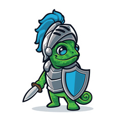 Mascot Design Chameleon in Knight Armor