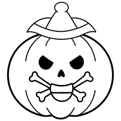 Pirate Themed Jack Lantern with Crossbones Outline Vector