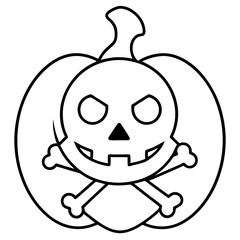 Pirate Themed Jack Lantern with Crossbones Outline Vector