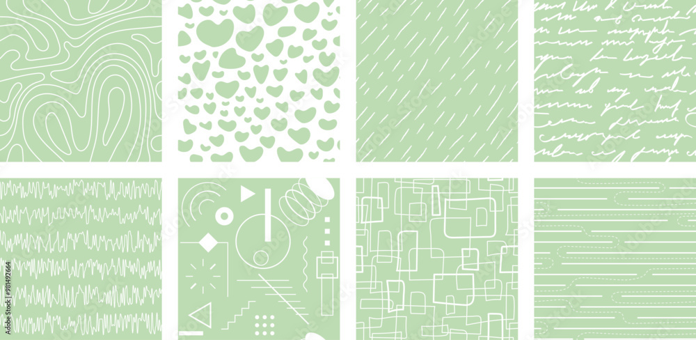 Poster neutrals color abstract seamless pattern set. endless graphic linear basic shapes print. trendy neut