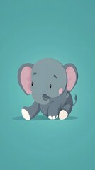 Obraz premium Cute cartoon elephant with big ears.