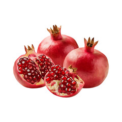 Fresh delicious pomegranate fruit isolated on a transparent background by AI generative