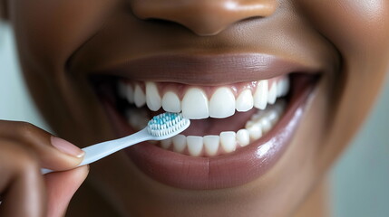 Person smiling and showing their clean, white teeth after brushing