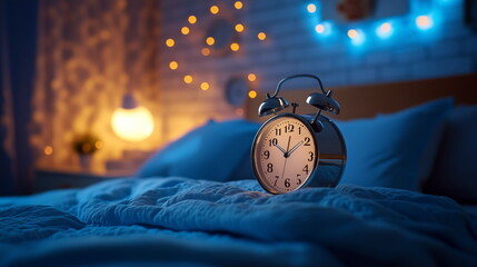 Alarm clock showing an early bedtime, highlighting the importance of a consistent sleep schedule