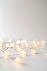 Minimalist White Background with 10 Soft White Lights Creating an Elegant and Ethereal Aesthetic for Diverse Uses