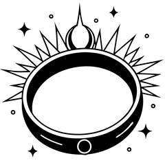 Enigmatic Ring with Glowing Symbols Vector Outline