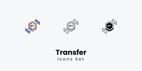 Transfer Icons thin line and glyph vector icon stock illustration