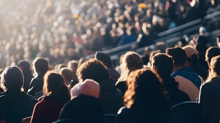 A crowd of people watch a game from the stands.