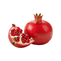 Fresh delicious pomegranate fruit isolated on a transparent background by AI generative