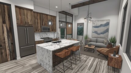 Sleek contemporary kitchen featuring a stylish island and premium appliances for culinary excellence