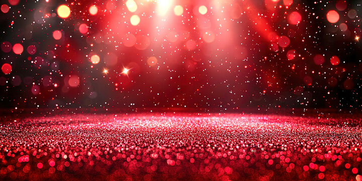 Festive red glitter abstract background