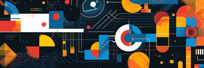 Abstract contemporary art concept featuring modern business graphics for a retro office poster