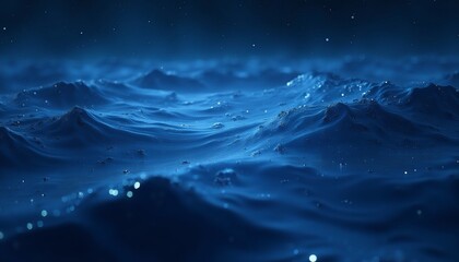 Fototapeta premium Celestial Indigo Ocean with Fluid Waves and Shimmering Light